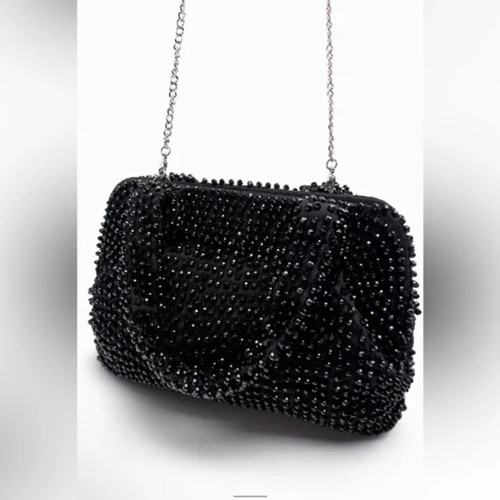 ZARA NWT BEADED MINI BUCKET BAG